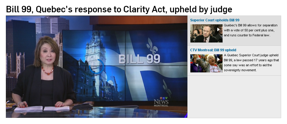 Bill 99, Quebec's response to Clarity Act, upheld by Judge (Mutsumi Takahashi reports)